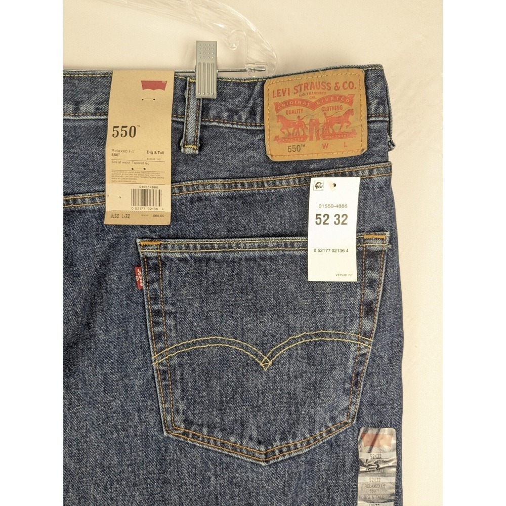 Levi's 550 Relaxed Fit Jeans Mens 52x32 Blue Tapered Leg Big & Tall NWT - Picture 6 of 12